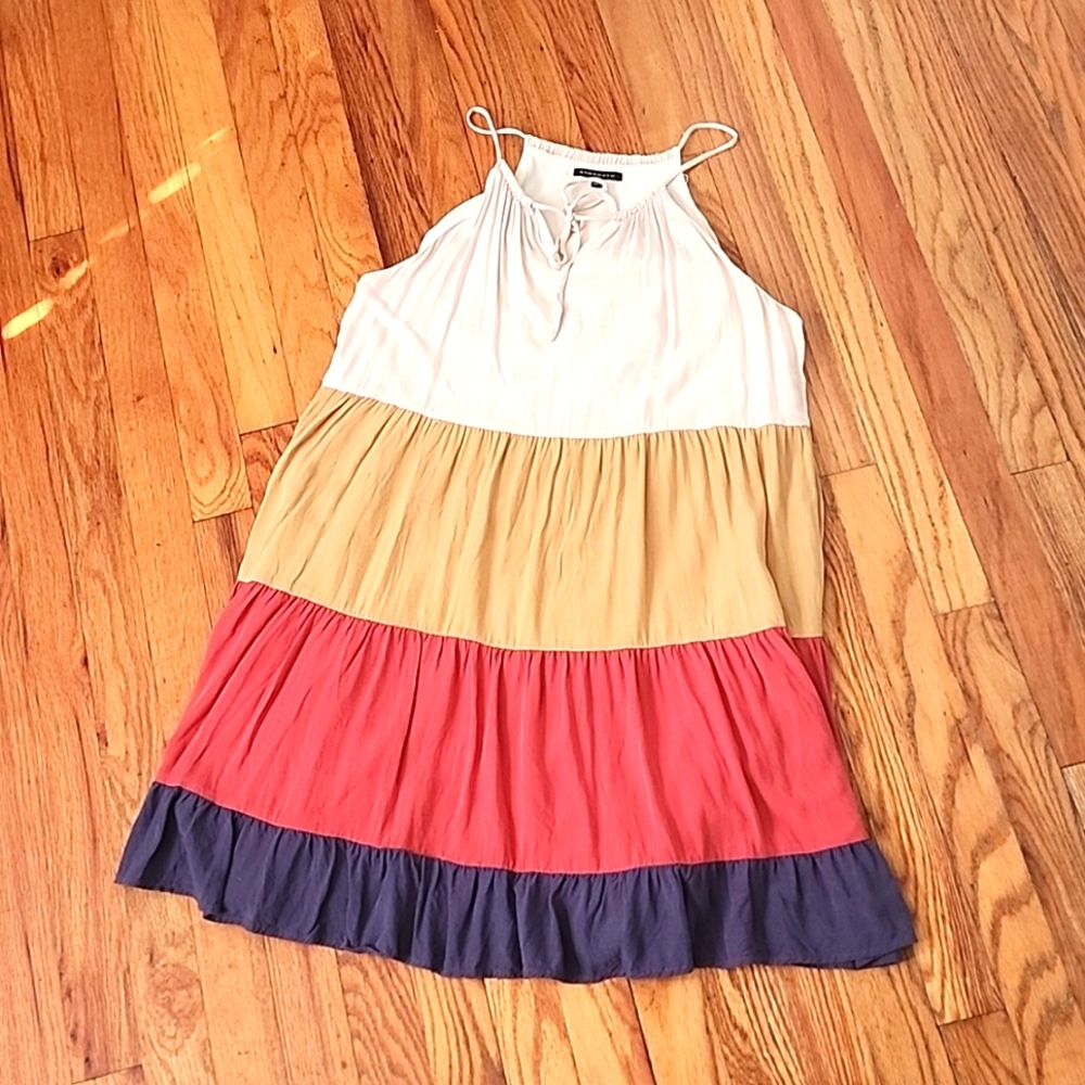 Staccato Women's Tiered Mini Dress Size Large spaghetti strap